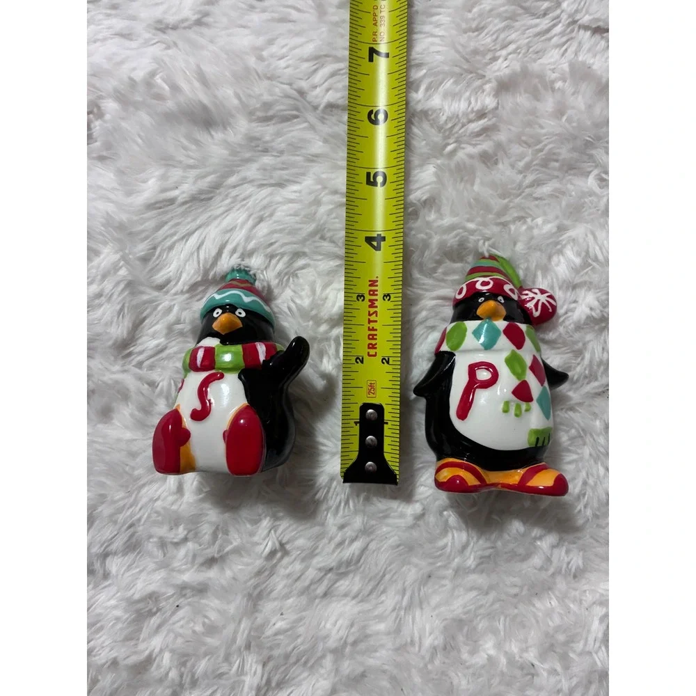 Vintage Pier One Penguin Salt and Pepper Shakers Christmas Holiday Ceramic Set